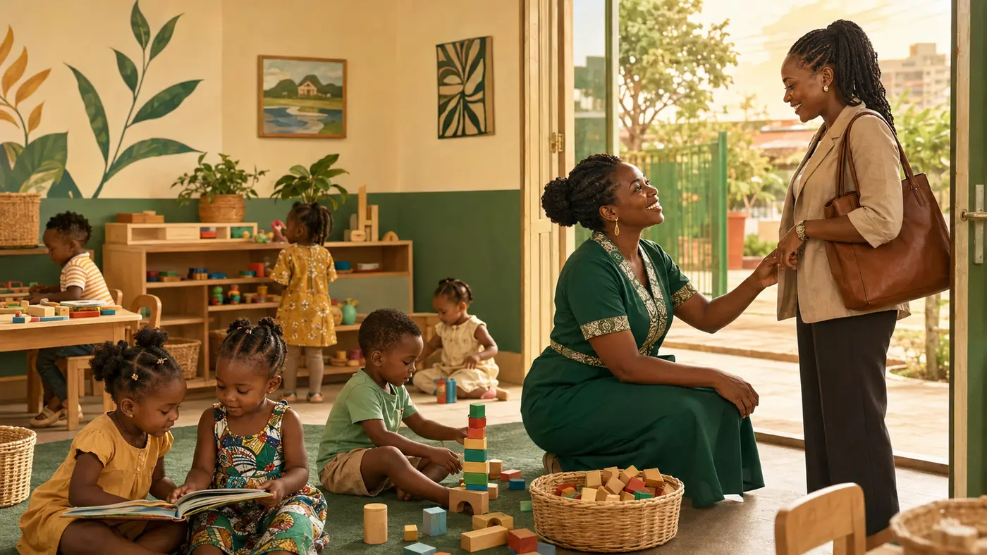 Young children learning through purposeful play at a Douala daycare